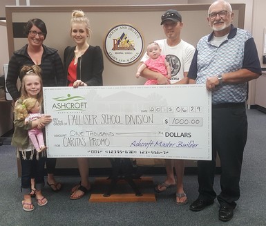 From left to right, Shawna and her daughter Paisley, Spring Merrill, Les and daughter Brightyn, and Palliser’s Secretary-Treasurer, Wayne Braun.
