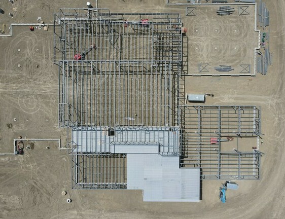 steel building being constructed