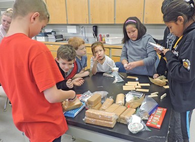 Milo Community School students work on their project during the STEM Challenge.