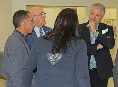 Palliser Superintendent Dave Driscoll, at right, and representatives of the Town of Coaldale, at an earlier exercise to help shape a proposal for a new school for Coaldale.