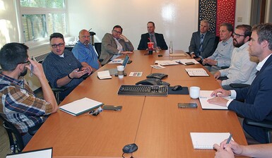 Representatives from Palliser Regional Schools, the Town of Coaldale and FWBA Architects discuss the next steps on the design phase for a joint high school and multi-use recreation facility.