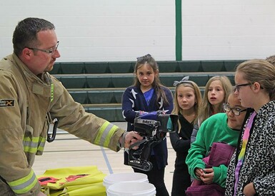 Nobleford & District Emergency Services showed Noble Central School students some of the equipment they use in fighting fires and saving lives.