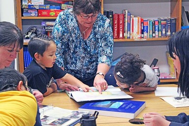 A scavenger hunt in the library was among literacy-based activities at Milo Community School for Family Literacy Day.