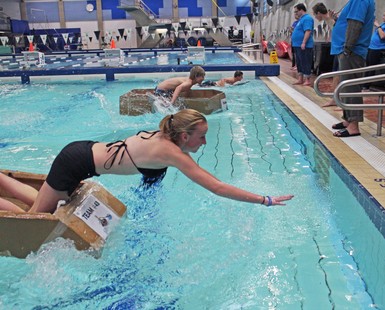 Team #43 from Country Central High School stretched itself to the limit at the Career Transitions annual Cardboard Boat Race.