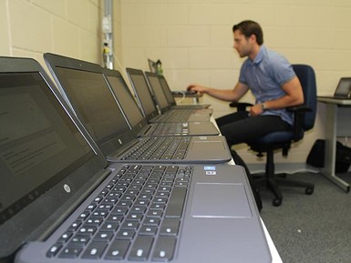 Summer students helped unload, set up and distribute 1,400 Chromebooks to schools across Palliser Regional Schools in time for the new school year.